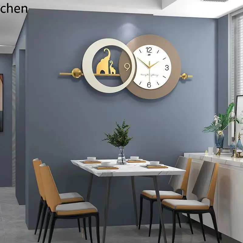 YFY Modern Light Luxury Wall Clock for Living Room, High-end Home Decoration,  Simple and Creative, No Drilling Required