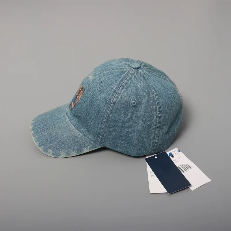 Chic Cartoon Embroidery Cap 2025 Washed Cotton Denim Baseball Hat Cute Animal Design Adjustable Size for Daily Wear Free Ship​