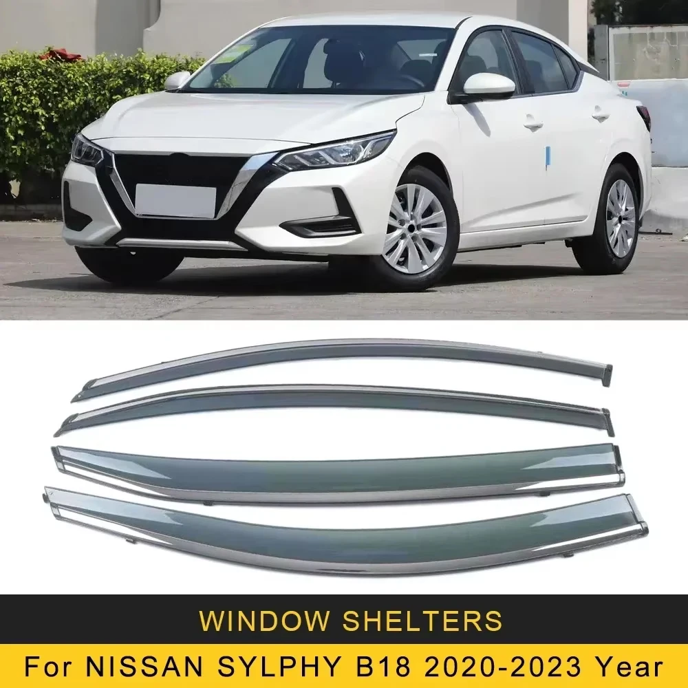 

Chrome Strips Rain Guards for NISSAN SYLPHY SENTRA B17 G11 B18 2005-2023 Window Visor Wind Deflectors Door Visor Vent Shades