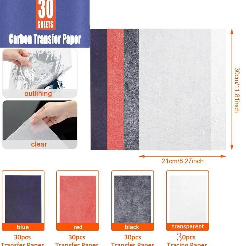 30pcs A4 Transfer Paper Tracing Painting Sheets Copy Paper For Drawing Patterns Sketch Canvas Fabric