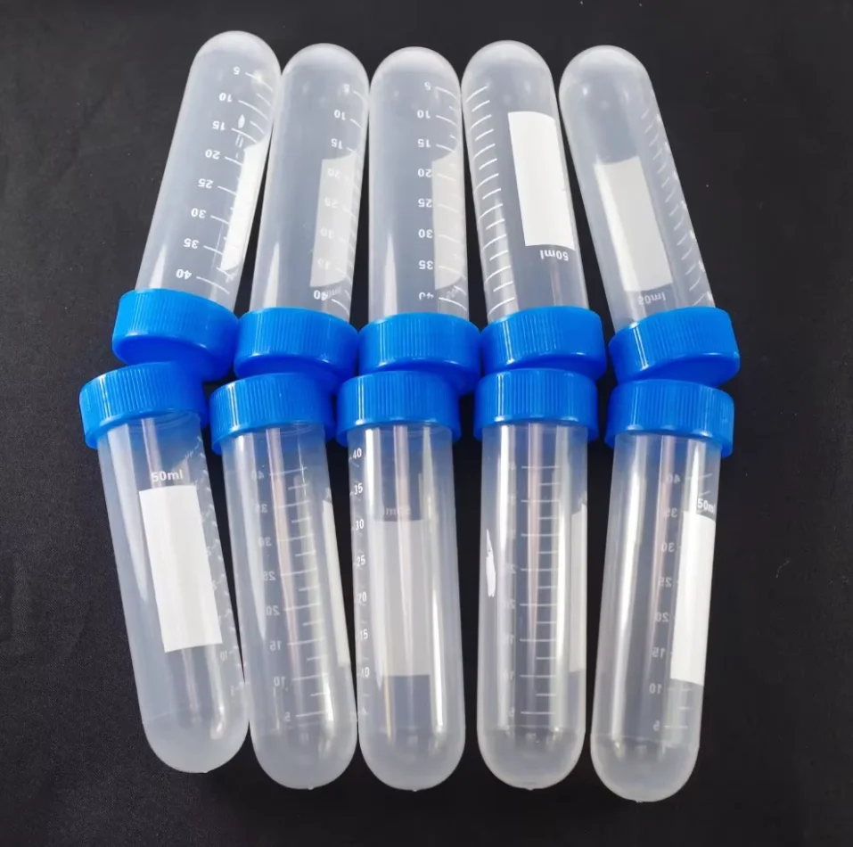 LOT10 50ml Lab Plastic PP Scale Centrifuge Tube Round Bottom With Screw Cap EP Tube PCR Tube Sample Specimen