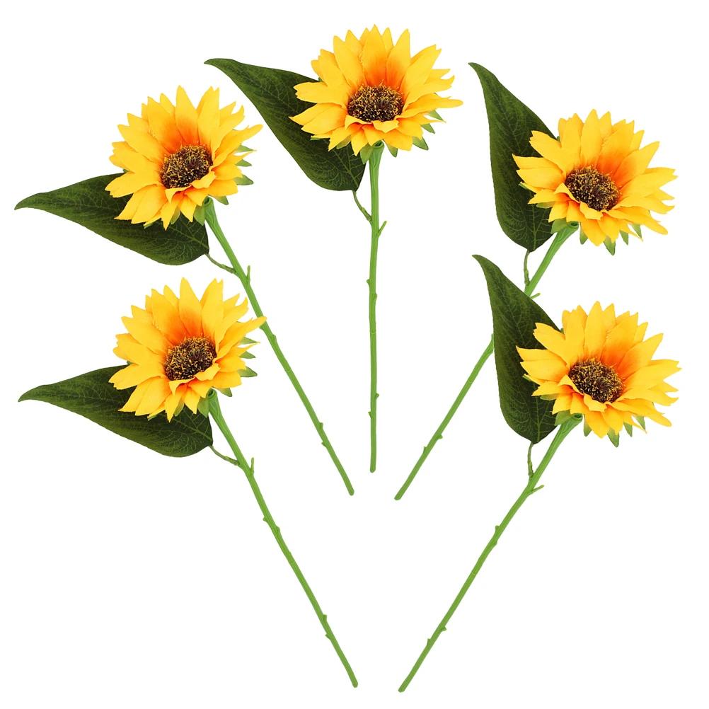 

5 Pcs Artificial Sunflower Home Decor Realistic Silk for Desk Hotel Photography Props Outdoor Flowers Bouquet Accessories