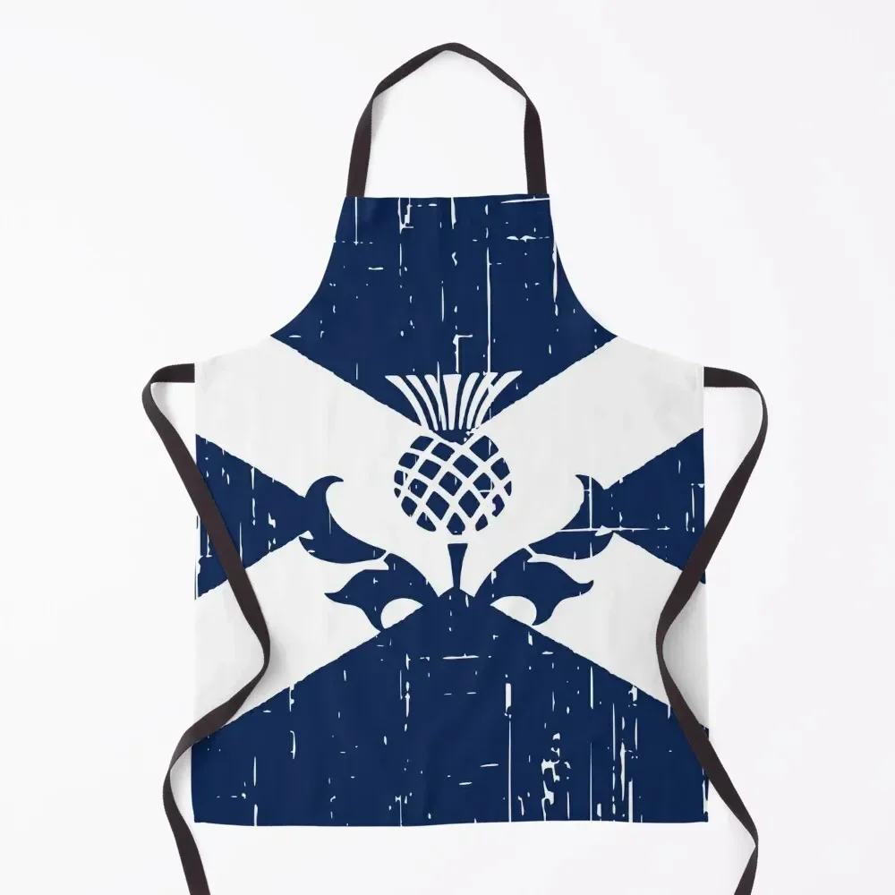 

Saltire Scottish Flag and Scottish Thistle Apron for women halloween Men gift Apron