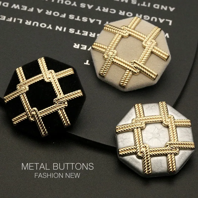 6pcs Gold Metal Black Design Suit Button for Clothing Fabric Luxury Women Coat Sweater Cardigan Sewing Needlework Accessories