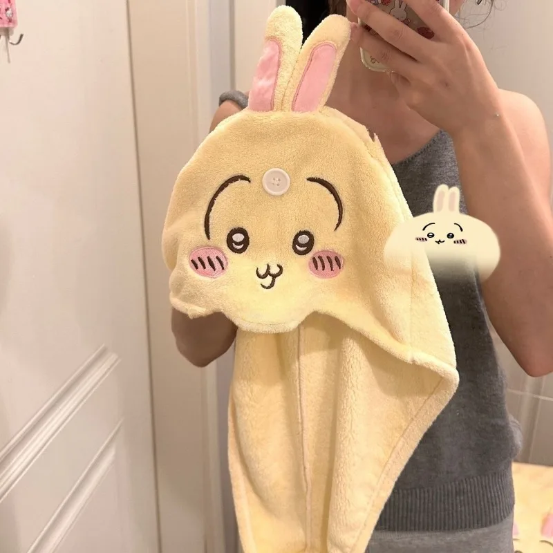 

MINISO Chiikawa Usagi шапочка для сухих волос женское полотенце для сухих волос супер водопоглощающая быстрая шапочка для душа Kawaii шампунь коралловый бархат