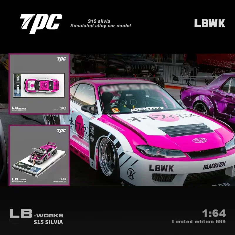 

PreSale TPC 1:64 LBWK Silvia S15 LB Super Silhouette Openable Hood Pink Diecast Diorama Car Model Collection TimeMicro