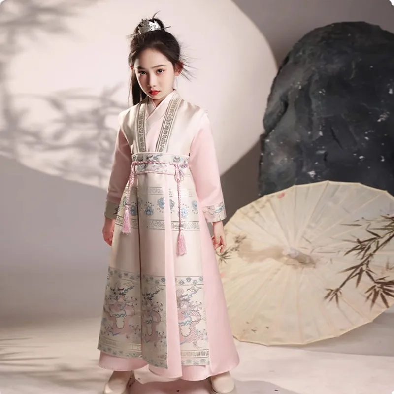 Hanfu Robes Kids Traditional Chinese Style Swordsman Stage Cosplay Clothing Boy And Girl Japanese Samurai Ancient Folk Tang Suit