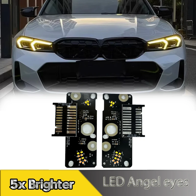 

2Pcs Yellow CSL DRL Golden Eye Modules Laser Headlight Angel Eye Turn Signal Lights For BMW 3 Series G20 G21 LCI 330I 2023-2024