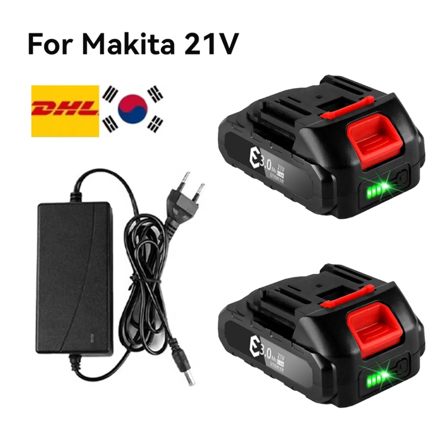 Makita 21V 3000mAh Li-ion Battery Pack 5S1P High-Power Fast Charge with LED Power Indicator for Electric Drill/Saw Tools