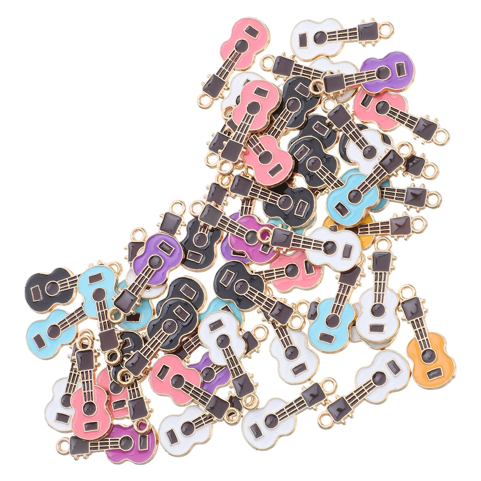 

50 шт. миниатюрных подвесок-гитар из эмалированного сплава, музыкальные шармы ручной работы для изготовления ювелирных изделий своими руками: серег, браслетов, ожерелий, поделок
