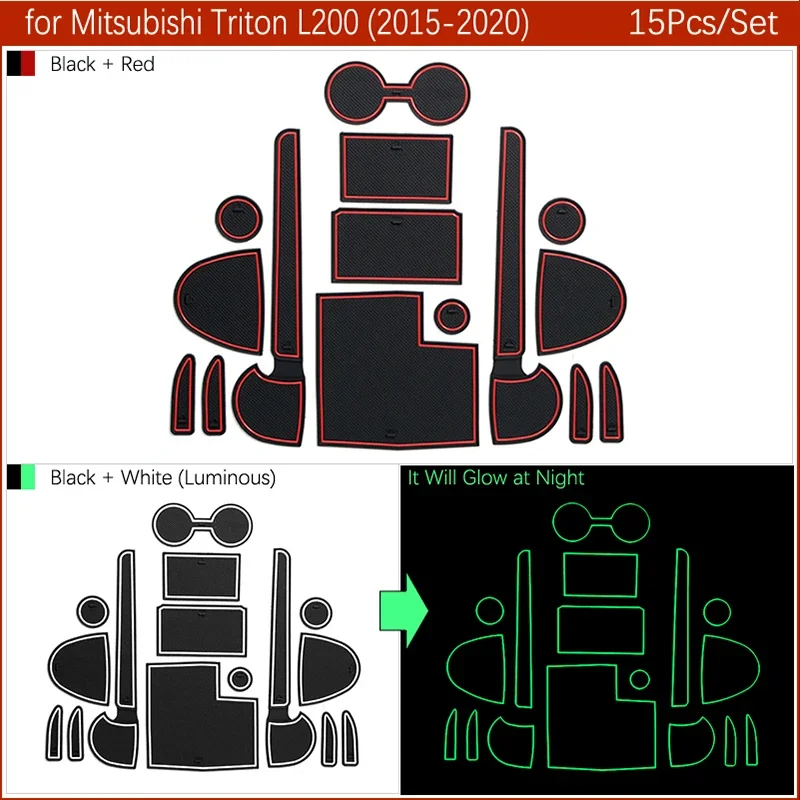 for Mitsubishi L200 GLS Triton Strada Strakar Barbarian Fiat Fullback 2015~2020 Rubber Anti-slip Mat Door Groove Coaster Auto