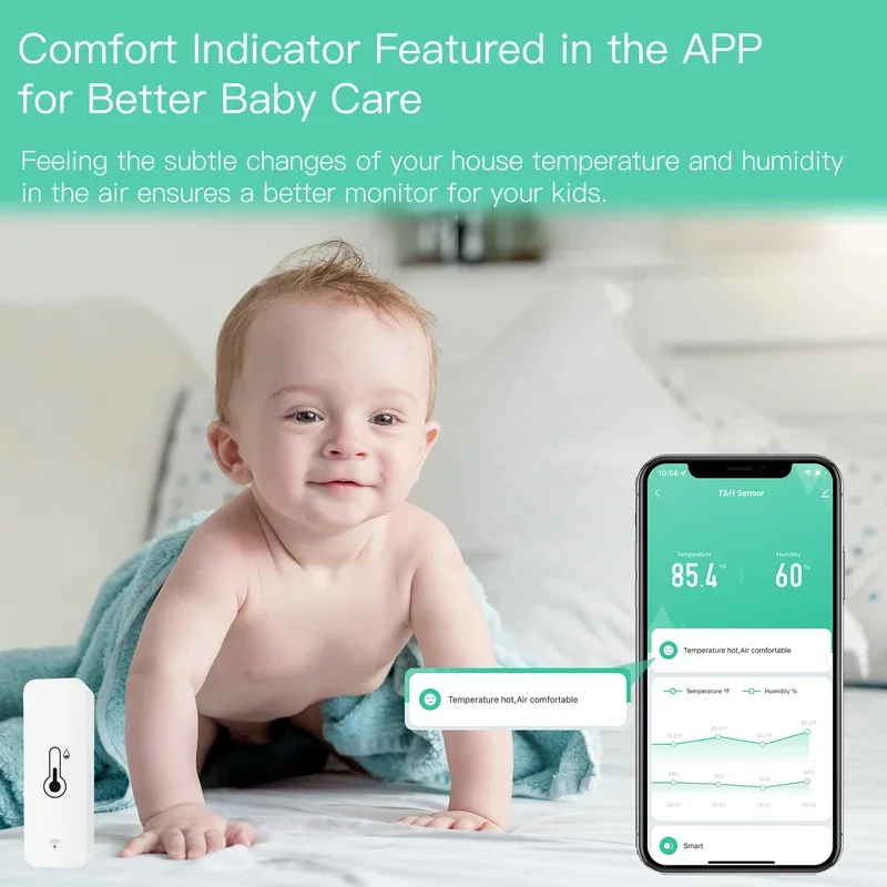 MOES Tuya Smart WiFi Temperature Humidity Sensor Hygrometer Thermometer Detector Smart Scene Linkage with Alexa Google Home