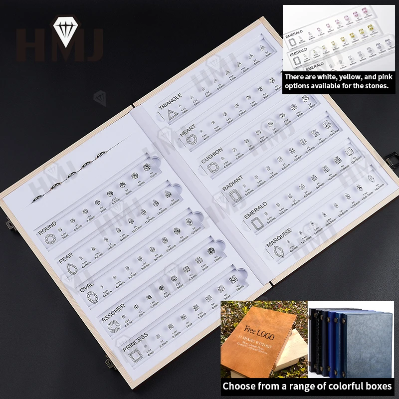 Multi colors Diamond Cutting Carat Tools Ring Mainstone Size Comparation Gemstone  Master Set Sample For Customized Jewelry