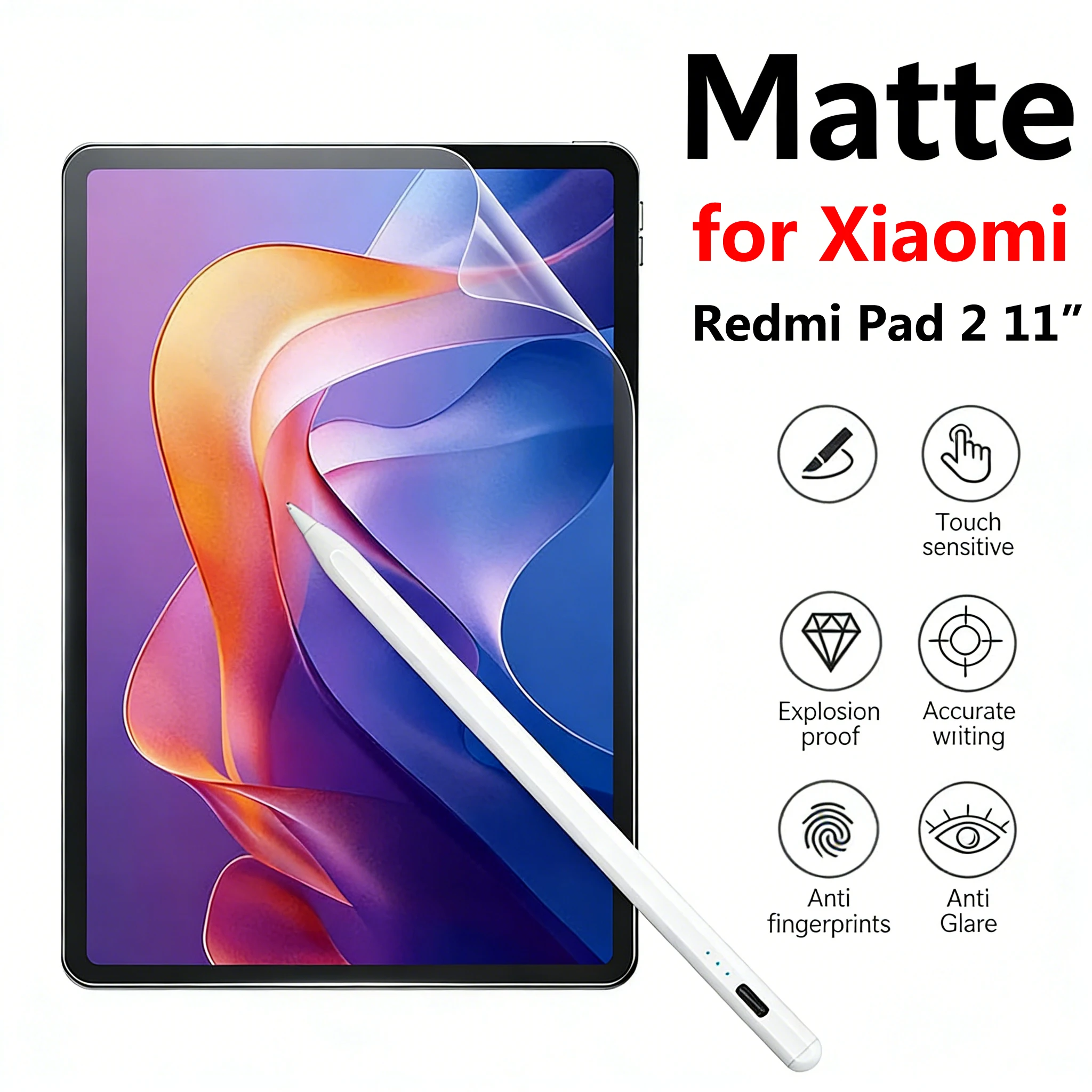 

Пленка, похожая на бумагу, матовая защитная пленка для экрана Xiaomi Redmi Pad 2 11 дюймов SE Pro 12.1 Pad 8 7 Pro 11.2, не закаленное стекло