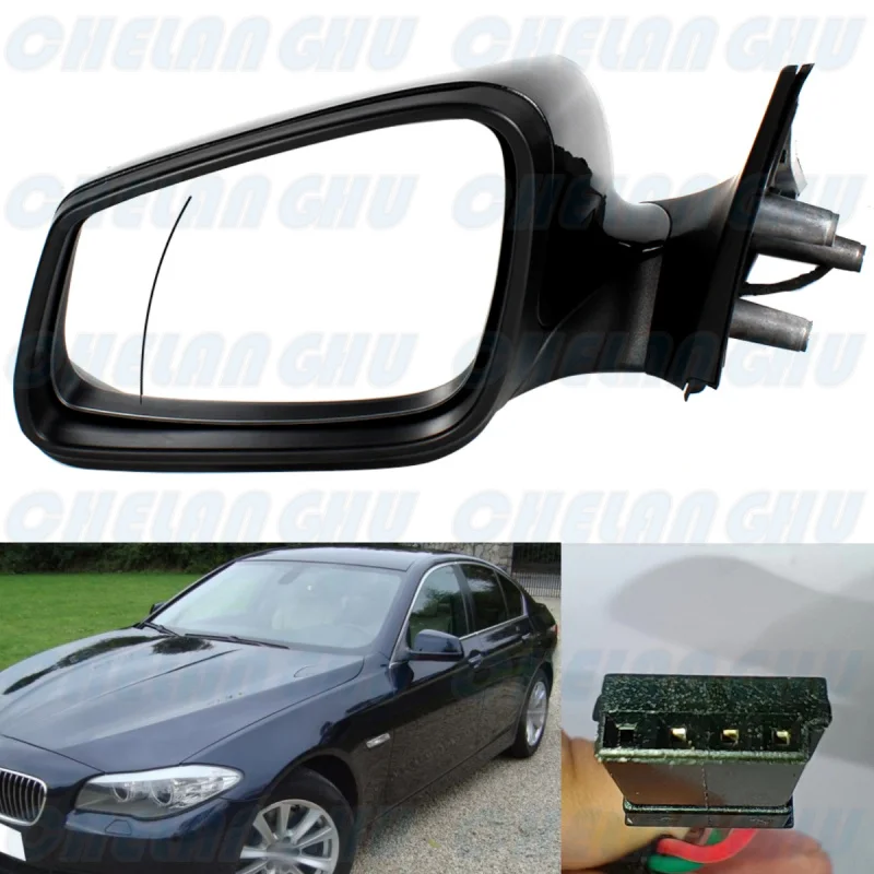 For BMW E60 E61 LCI 520i 523i 525i 528i 530i 535i 540i 550i 2008 2009 2010 Left 3 Pins Black Painted Power Fold Mirror Assembly