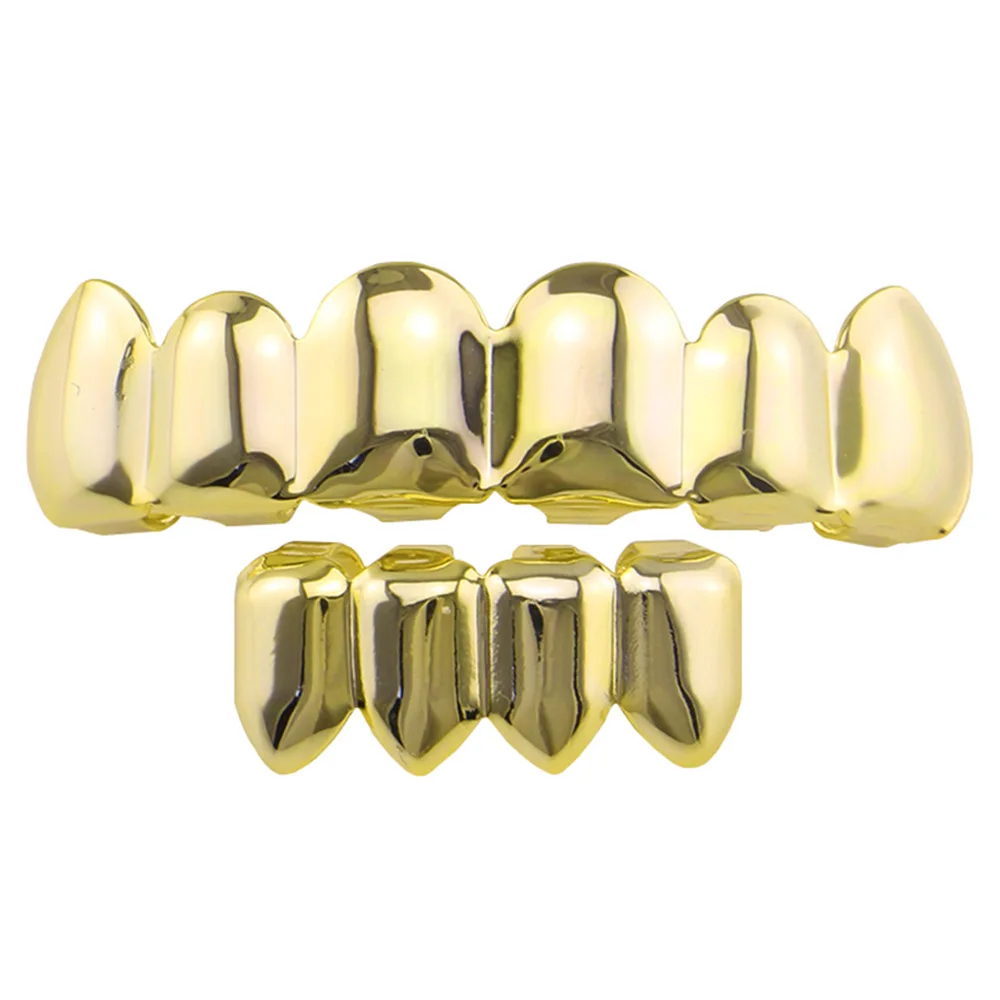 Smooth Hollow fangs Hip-Hop braces for Men and Women Grillz18K Electroplated Copper and Gold Teeth