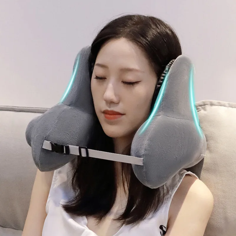 Noise Reducing Sleeping Tool U Shape Ergonomic Design Cervical Neck Pillow For Airplane Car Neck Rest Pillow Inflatable