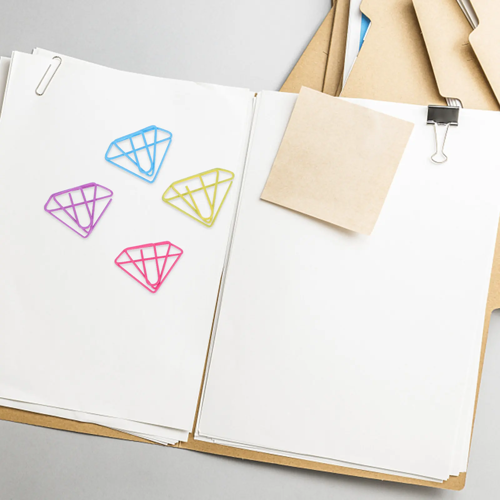 

60Pcs Bookmark Paper Clip Set - Stylish Diamond Design for Planner Marking and File Management - Cute Colored Paperclips Office