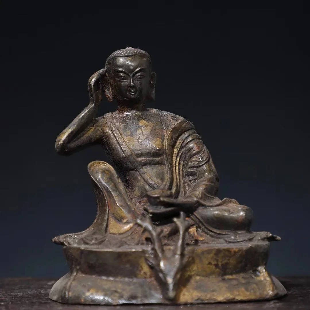 Rare  old Handmade copper Sit Deer  Buddha statue,Free shipping