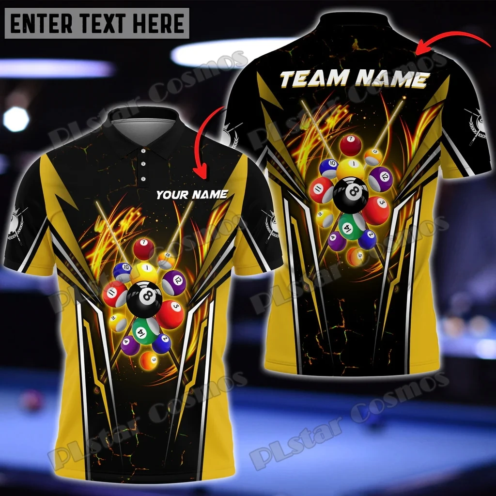 Billiards 8 Ball Personalized Name Multicolor Option 3D Printed Fashion Men's Polo Shirt Summer Unisex Casual Polo shirt WK148