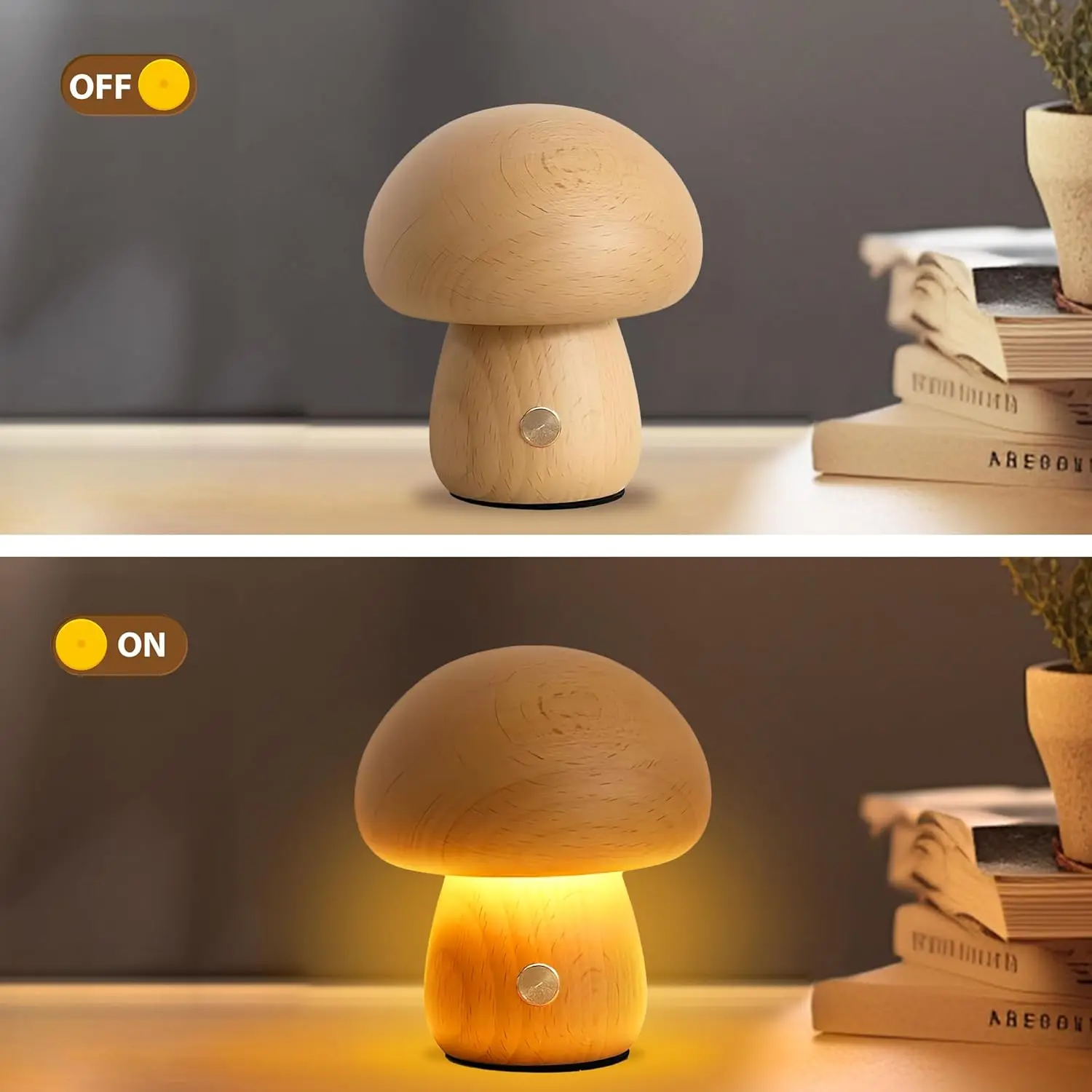 Rechargeable Mushroom Night Light, Dimmable Touch Control Desk Lamp, Creative Mushroom Desk Light for Home Bedroom Bedside Light