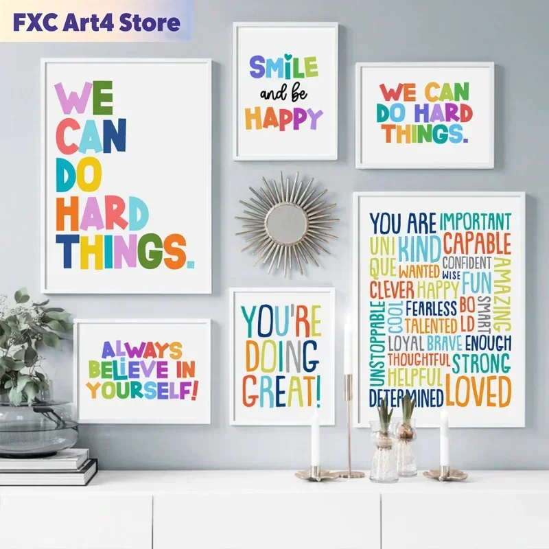 Affiche Murale Sans Cadre pour Chambre d'Enfant : Tableau d'Inspiration Éducatif, Art Motivationnel pour Salle de Jeu, Peinture sur Toile pour Chambre d'Enfant