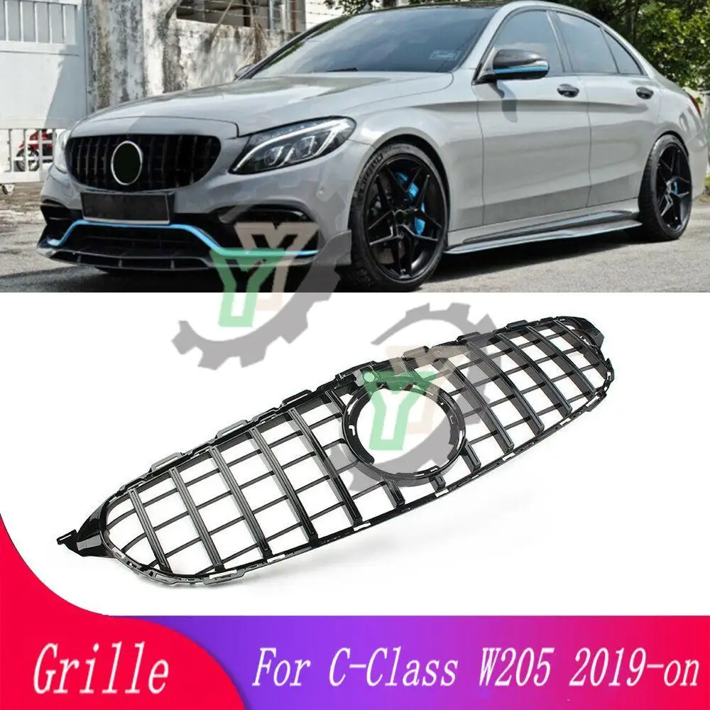 GT Diamond Front Bumper Grille For Mercedes Benz C Class W205 Grill C205 S205 2019-2021 C200 C260 C180 C250 C300 Coupe Tuning