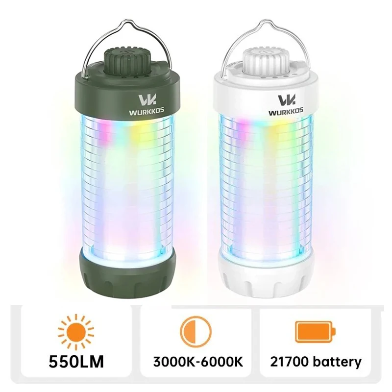 Wurkkos CL01 Camping Lantern 550LM Rechargeable LED Flashlight Waterproof EDC Work Light RGB Torch Power Bank Mini Magnetic Lamp