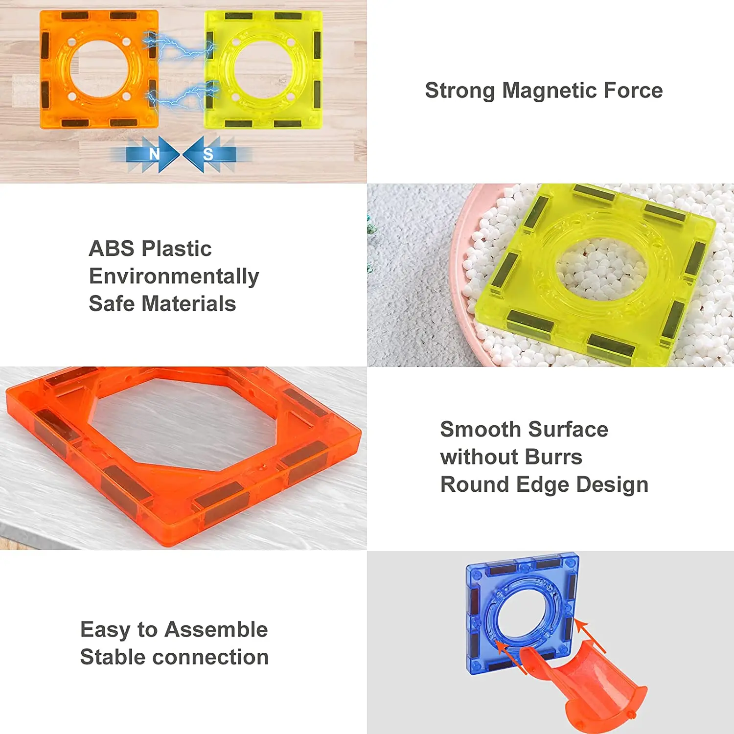 磁気ビルディングタイル 3D ビルディングブロック建設セットマーブルランマグネットブロック子供のための STEM 早期学習おもちゃ gif