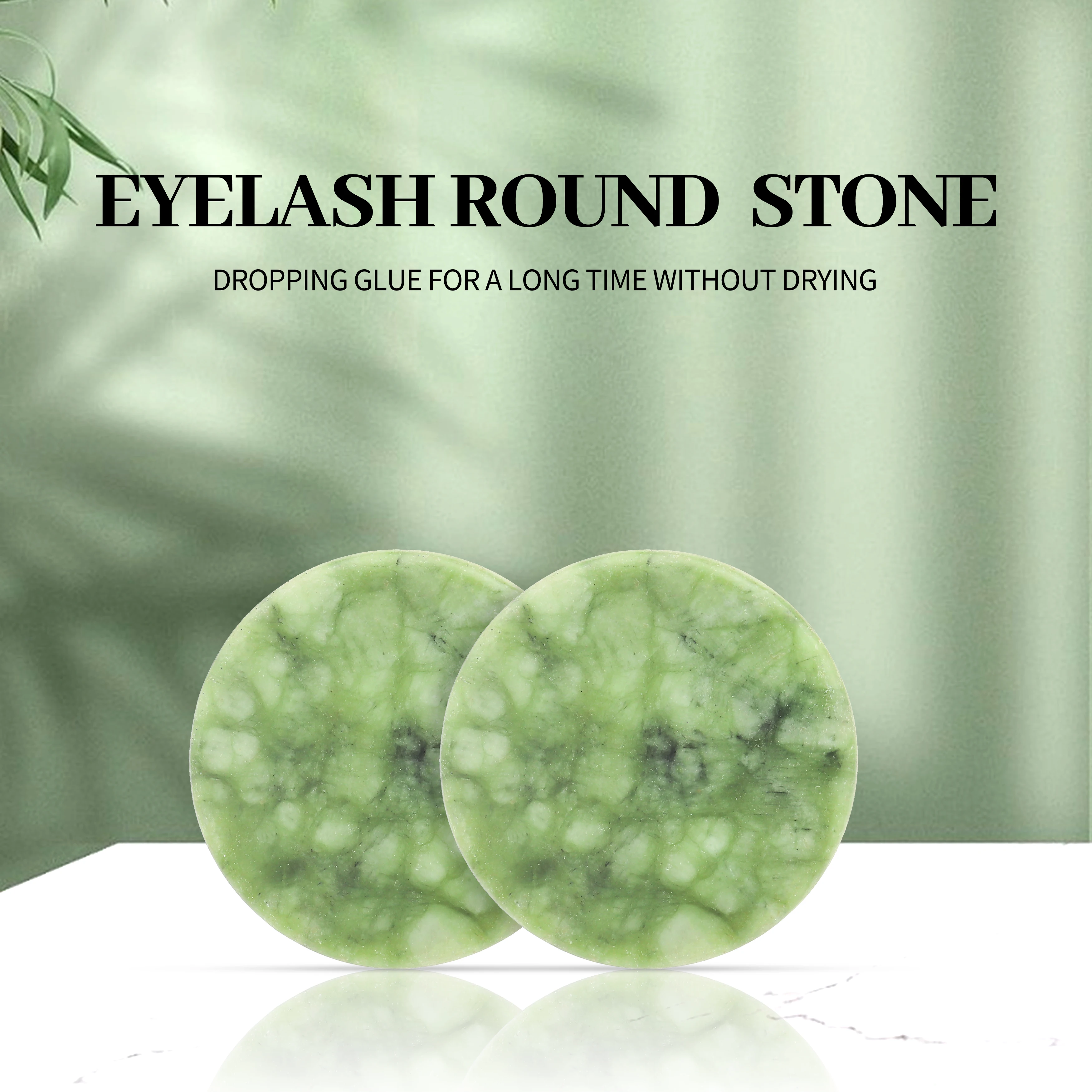 XIUSUZAKI Green Round Stone Eyelash Extension Glue Adhesive Pallet Stand Holder 1 PC Makeup Tool