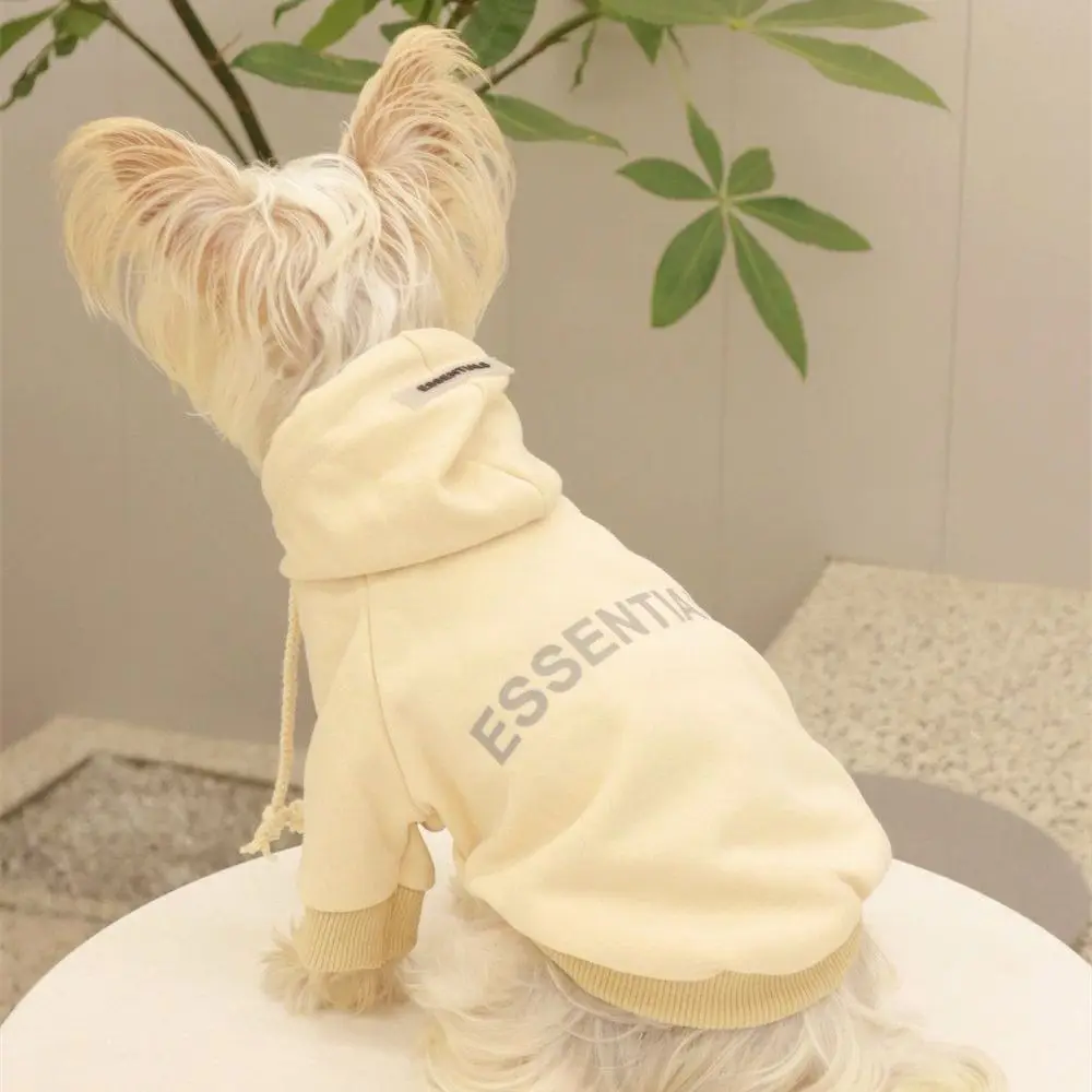 Spring and Autumn Pet Cat Clothes Colored Hooded with Plush and Thickened Warm Sweater for Small and Large Dogs