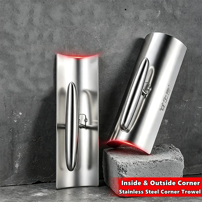 Corner Trowel Drywall Hand Tool Stainless Steel Round Curved Putty Knife Inside Outside Corner Finishing Tool for Drywall Joint