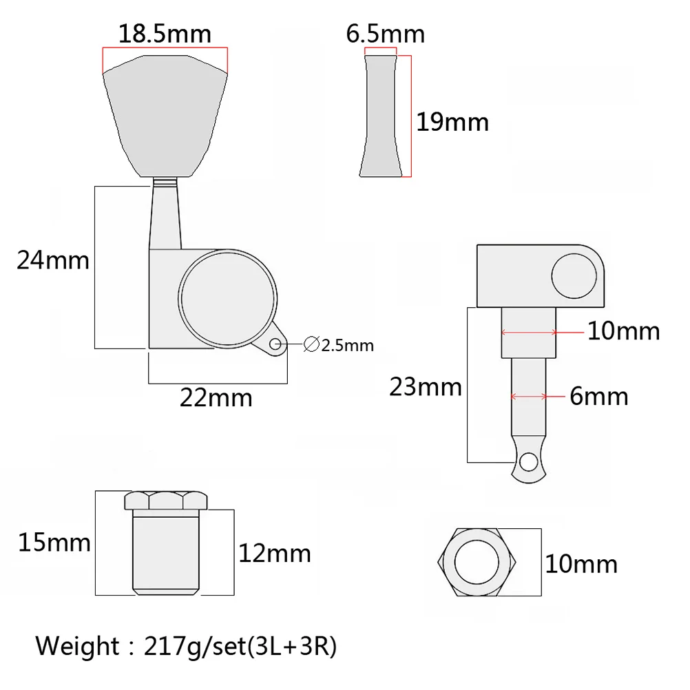 

6Pcs Guitar Tuning Pegs Chrome Durable Heavy Duty Acoustic Electric Guitar String Turners Replacement Portable Parts