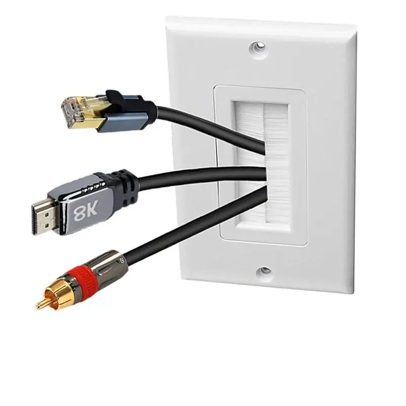 Szczotkowy panel multimedialny, gniazdo bezlutowe, panel informacyjny, panel do montażu naściennego i gwintowania, pojedynczy i podwójny port