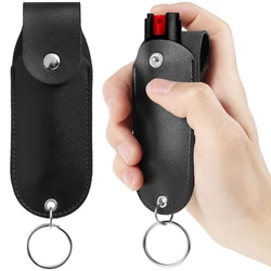 Pepper Spray Pouch PU Leather Pepper Spray Holster Mini Portable Pepper Spray Holder Self Defense Spray Leather Holder Keychain