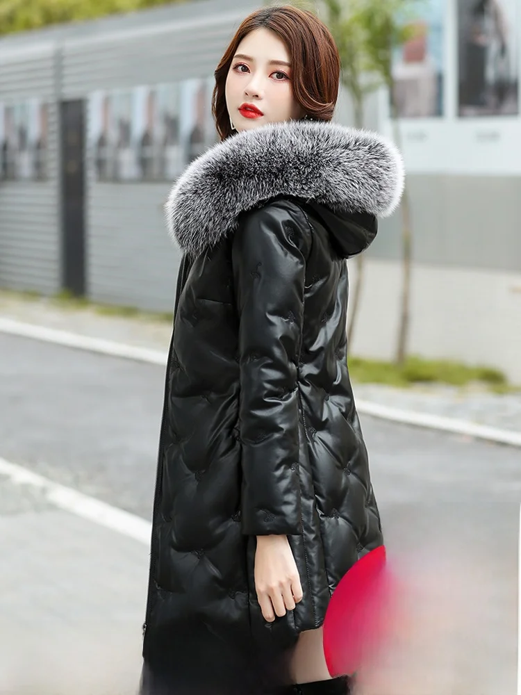  Ning Genuine Leather down Jaet Women's Mid-Length Coat 2025 Winter eepskin Slim Fit Korean Sle Large Size Fur