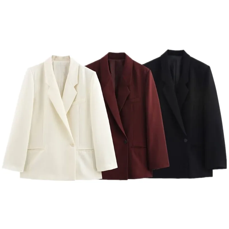 

Spring 2025 Women's Double-Breasted Casual Suit Jaet Loose Fit Long Sve Versatile Sle New Arrival Faionable Outerwear