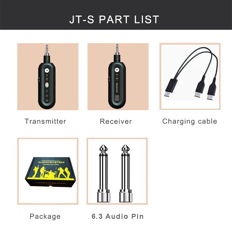 Dieci articles TLF Xtuga JT-3 professionnel 2.4G Microphone dynamique micros de guitare léger électrique o émetteur-récepteur sans fil C