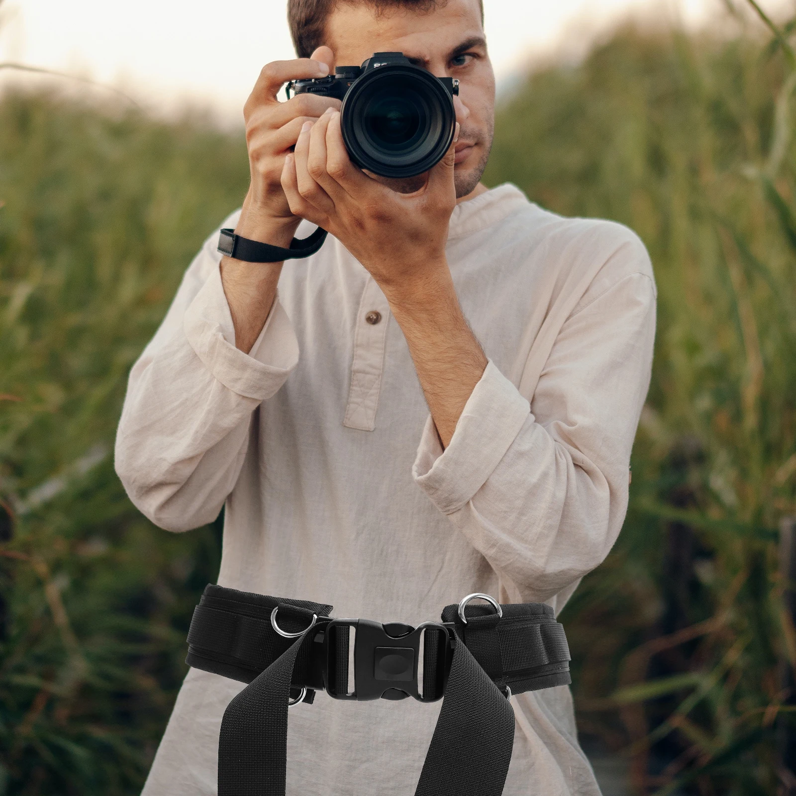 

Camera Photography Waist Belt Adjustable Durable Nylon Belt With Expandable Sockets For Lens Bag Filter Portable Bag Travel