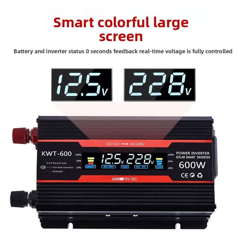 

Inverter 12v 220v Solar Inverter 600W 1200W 2000W Portable Voltage Transformer Auto Charger Converter Car Power Inverter