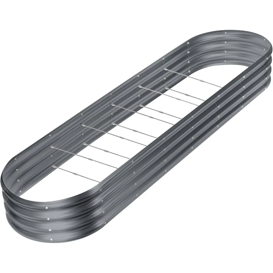 

8×2×1ft Galvanized Raised Garden Bed Kit 108 Gallon Capacity Raised Garden Boxes Outdoor Oval Metal Raised Garden Beds for Vege