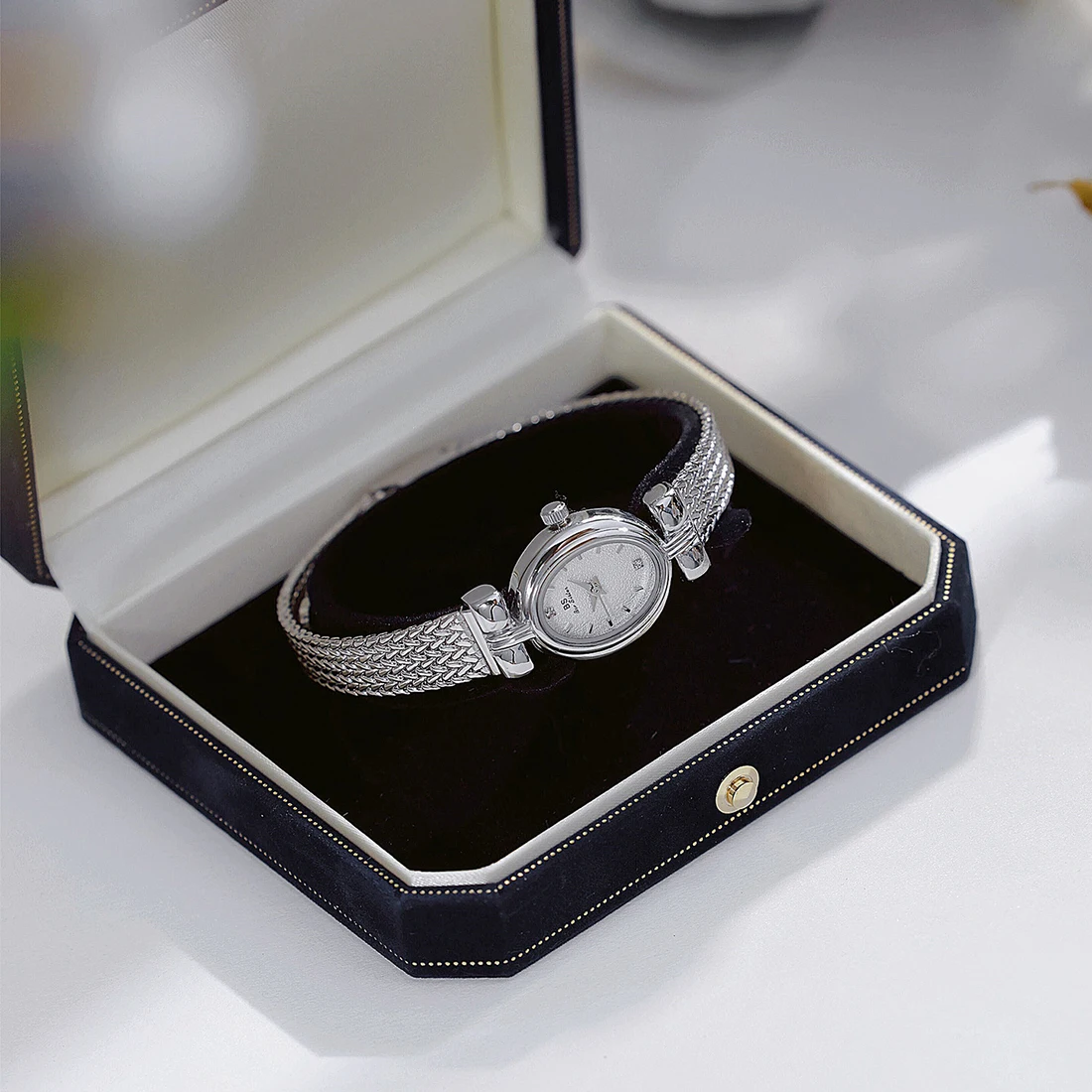 BS Original Brand Watch For Woman Oval Gold Mesh Strap Vintage Watch Women Ladies Quartz Watches Luxury Birthday Gifts Women
