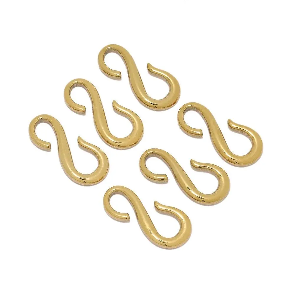 

5pcs Gold Plated Stainless Steel S shape Hooks Connectors for DIY Jewelry Necklaces Making Findings Clasps 29mm High Quality