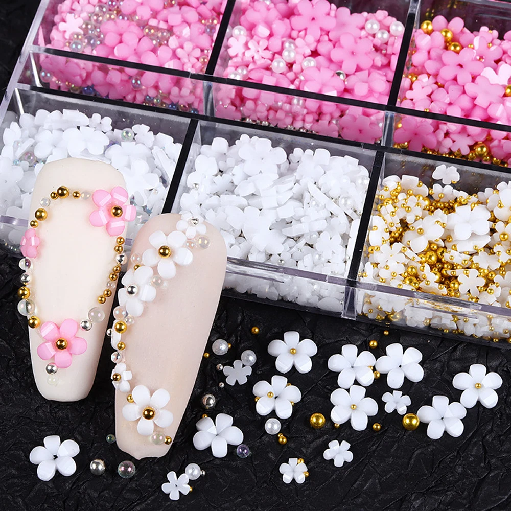 5 Petal Flower Nail Art Accessories Nail Sticker DIY Nail Design Nail-accessories Mixed Size Nail Art Supplies for Women Girls