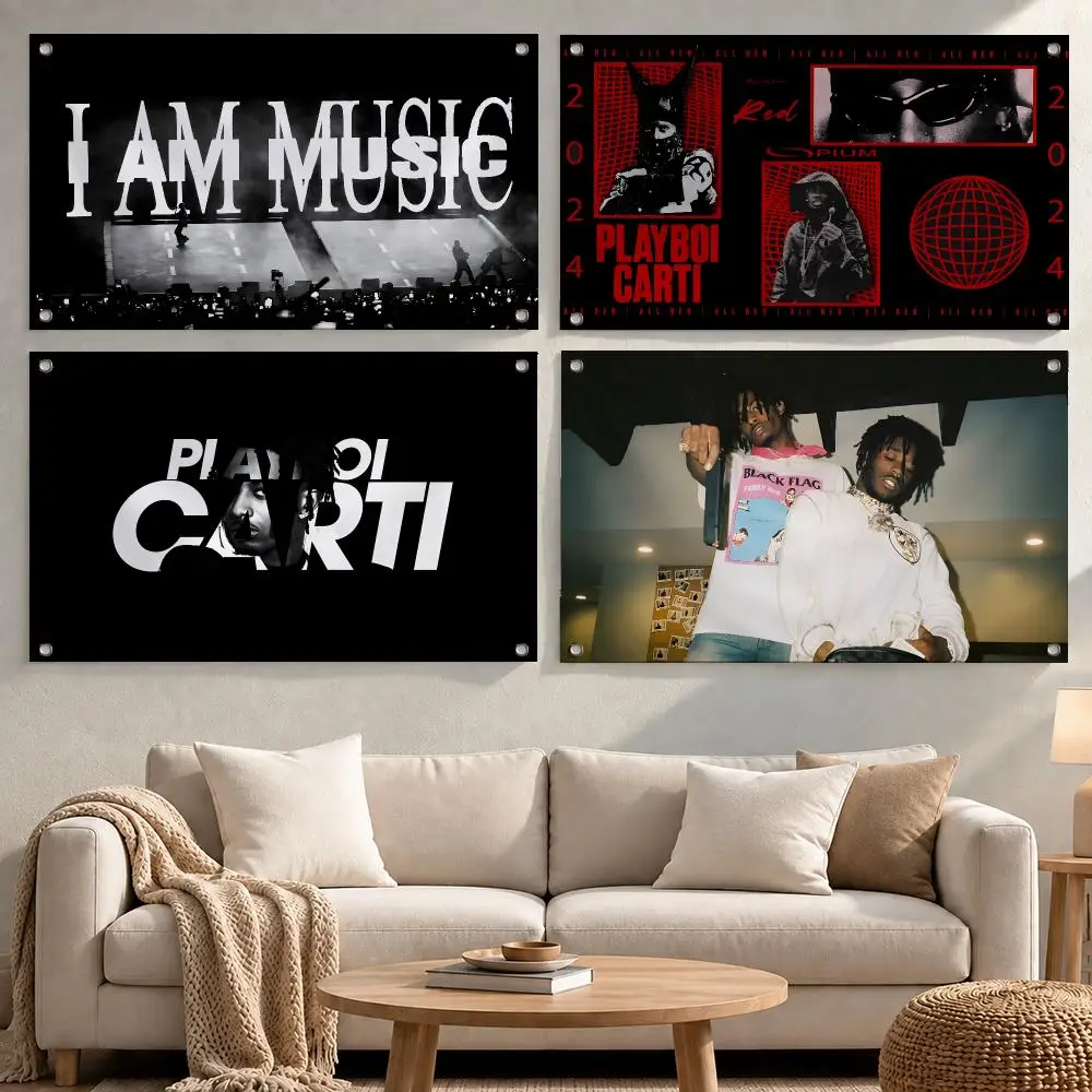 Rapper Playboi Carti Flags Minimalist Fabric Banner Flags Garden Shop Bedroom Festival Birthday Wall Decor