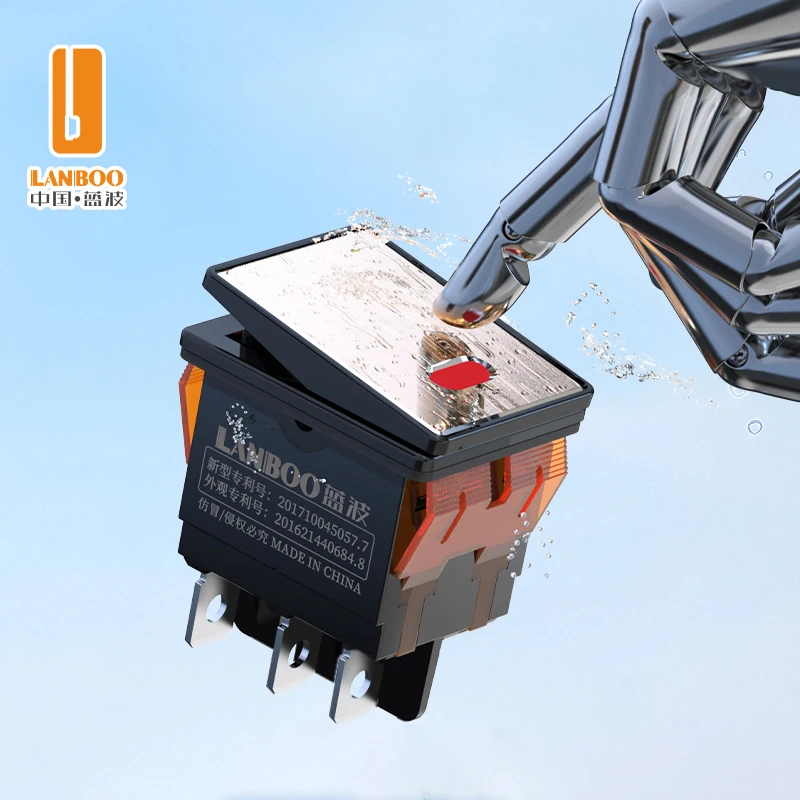 Interrupteur à bascule LANBOO Economy KCD4 28mmx22mm, 2 positions, 6 broches avec LED 9-24V 220V, momentané, à réinitialisation automatique, en plastique