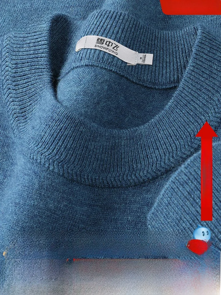 

Men's Casual round Ne Wool Blend Sweater Comfortable Inner Wear Autumn Winter Knitted Top Faionable Versatile Base Layer