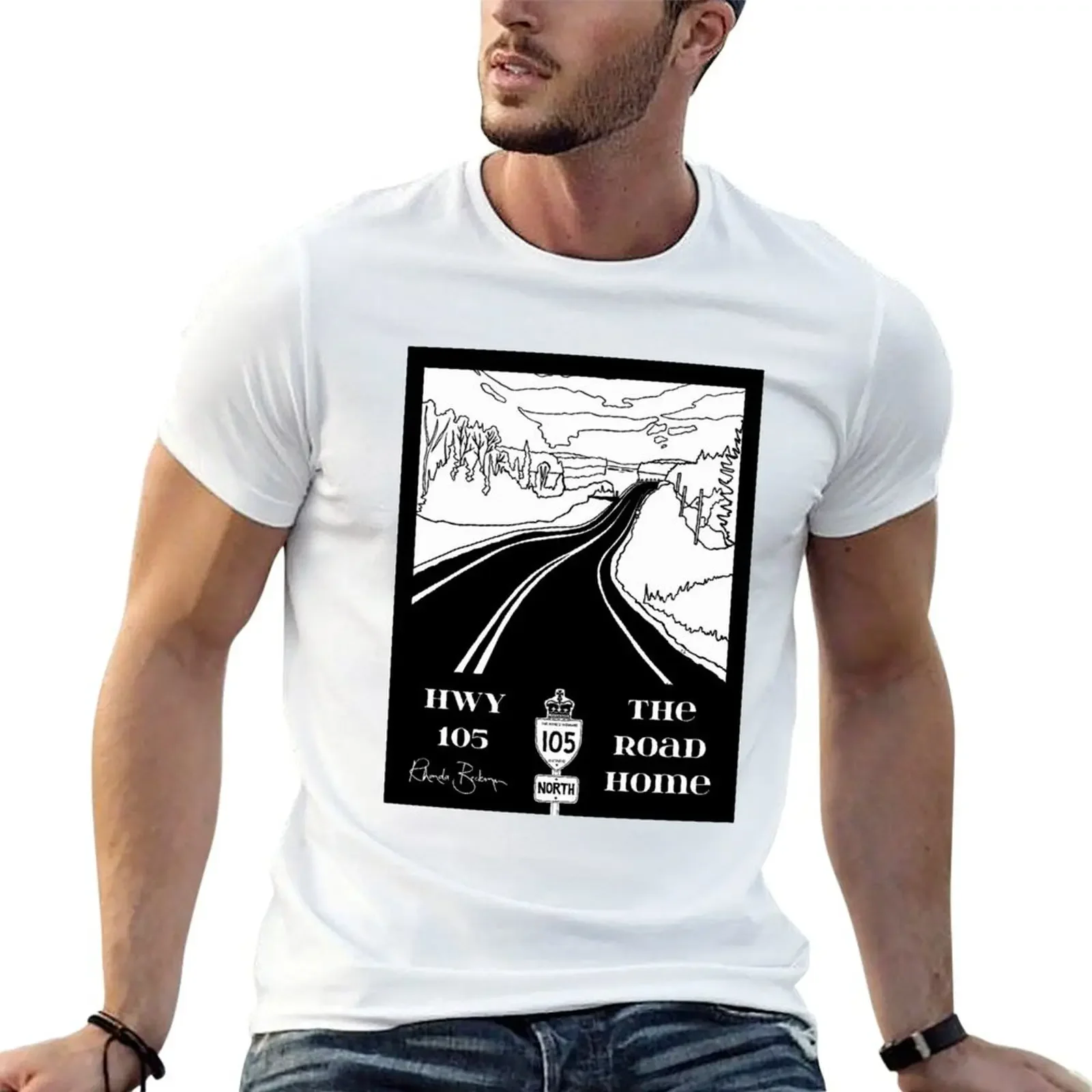 Highway 105 #1 vertical format T-shirt animal prinfor boys quick drying Blouse graphics black t-shirts for men