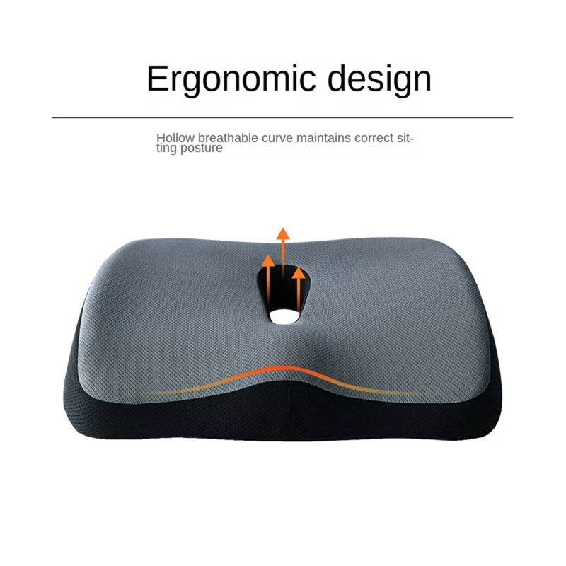 

1 PCS Comfortable Memory Foam Cushion Massage Black Car Office Chair Cushion Suitable For Sedentary Coccyx Pain Relief Cushion