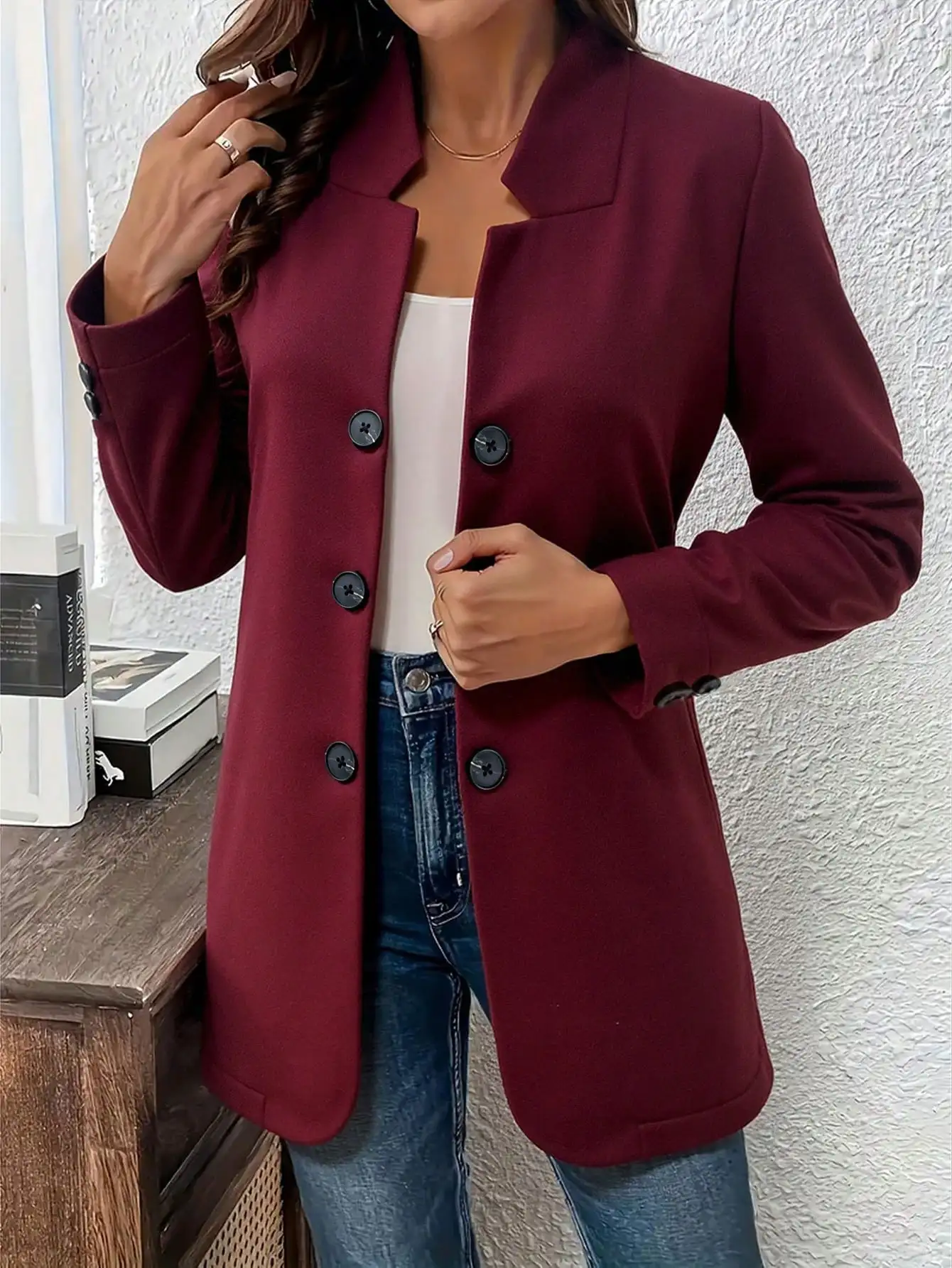 

2025 Autumn European American Style Coat For Women Solid Turn-down Collar Suit Blazers New Fashion Three-button Office Jacket
